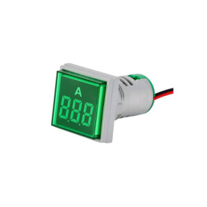 Green Square Mini LED Ammeter with Mounting Opening Dia 22mm