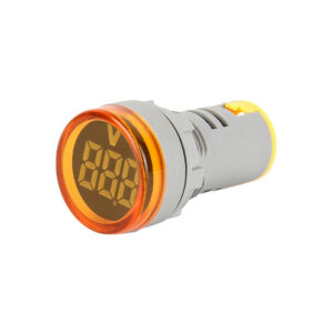 Yellow Round Mini LED Voltmeter with Mounting Opening Dia 22mm