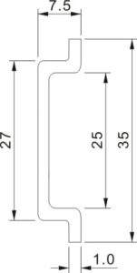 width 35mm, deepth 7.5mm, thickness 1mm